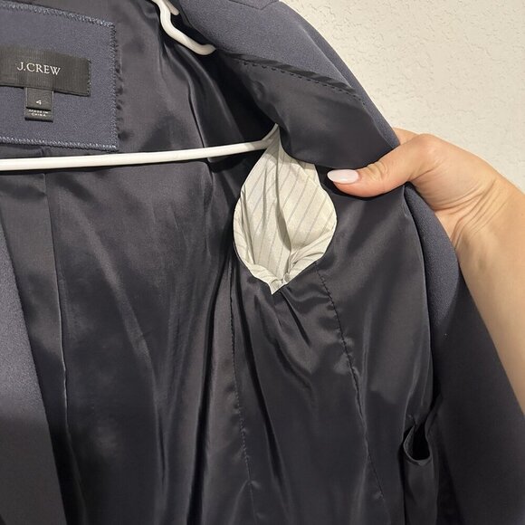 J. Crew Womens Blazer Navy Blue Gray Size 4 Jacket Single Button Wool Blend - Picture 8 of 9
